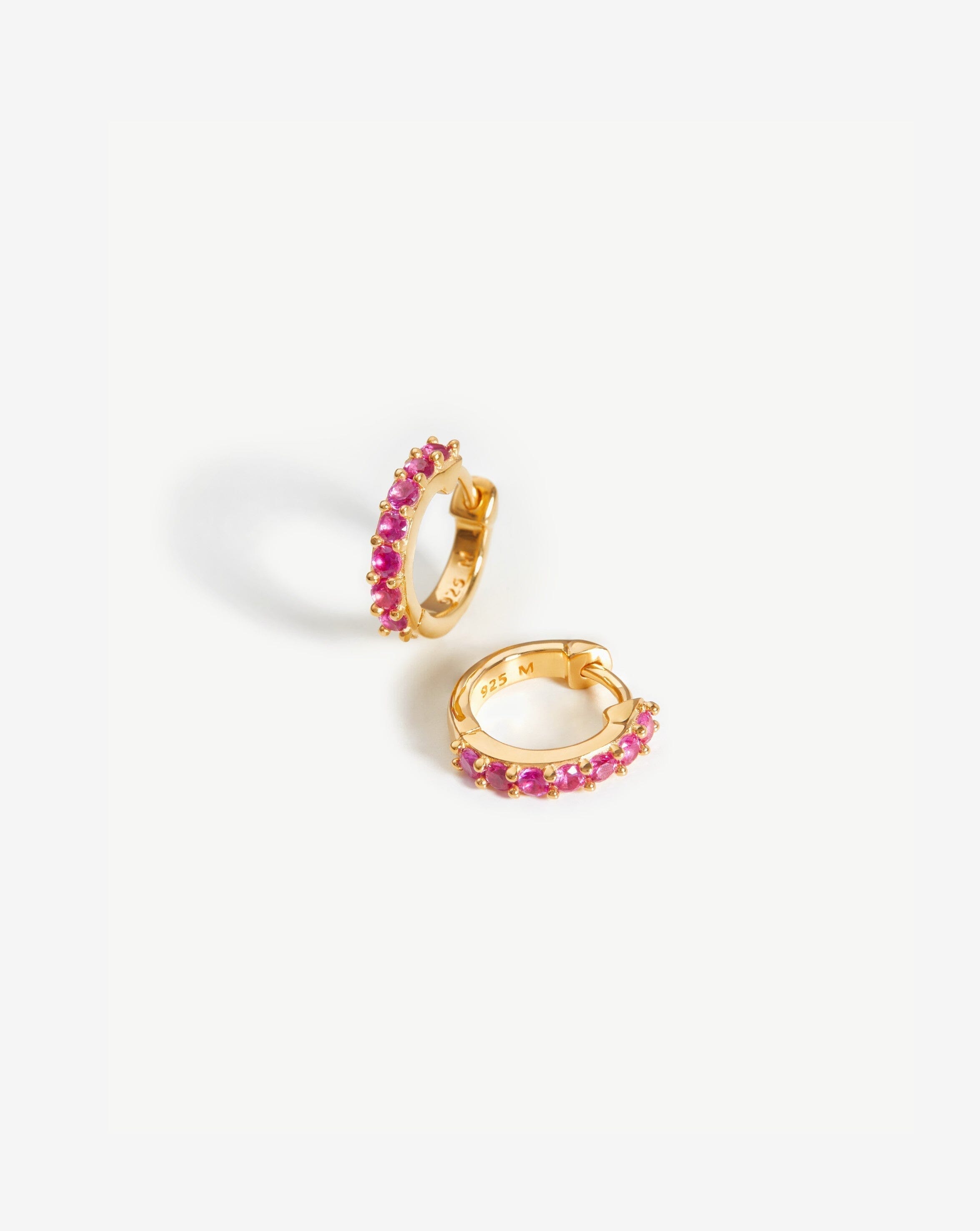 Classic Stone Huggies | 18ct Gold Plated Vermeil/Pink Zirconia Earrings Missoma 