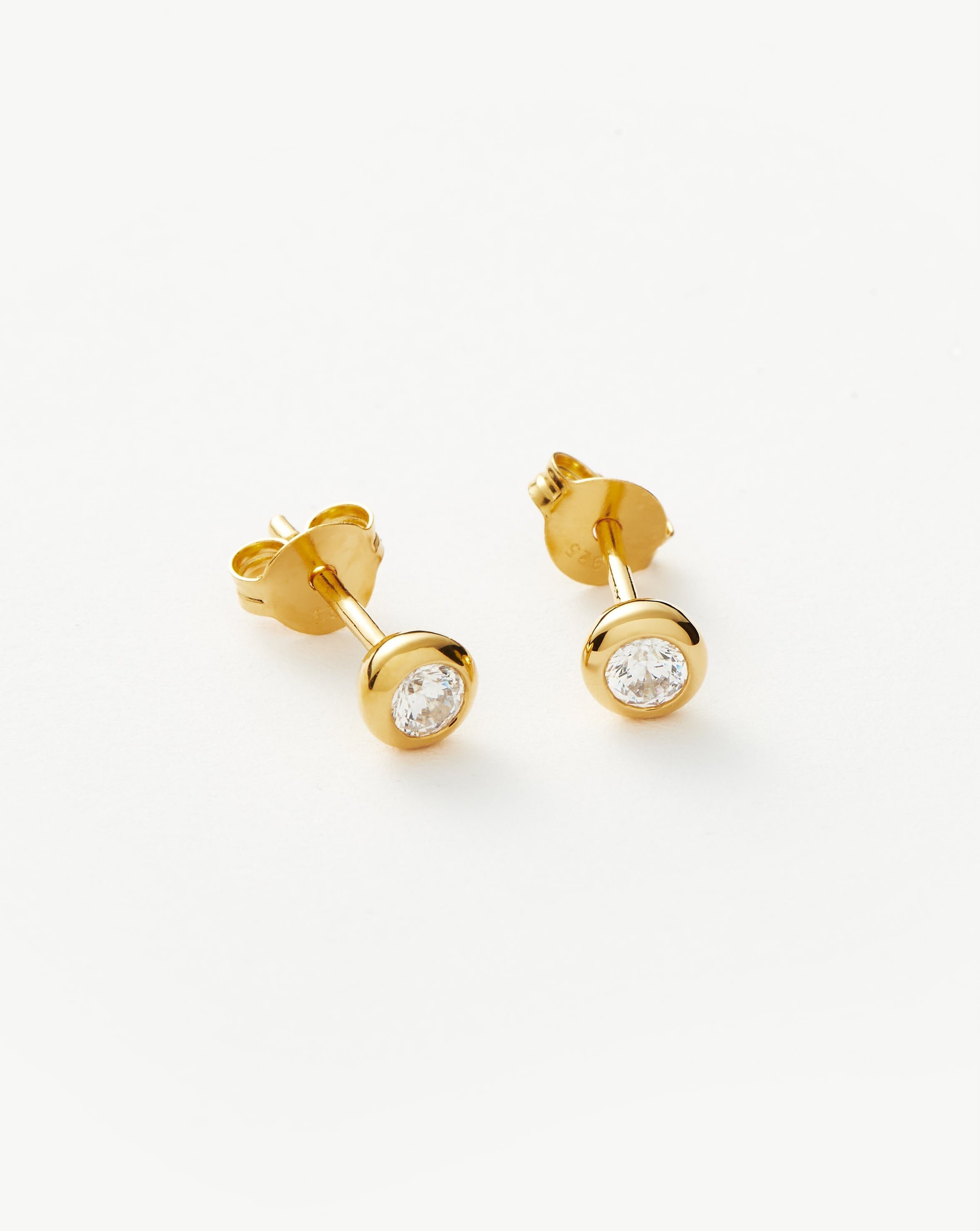 Classic Stone Stud Earrings | 18ct Gold Plated Vermeil/Cubic Zirconia Earrings Missoma 