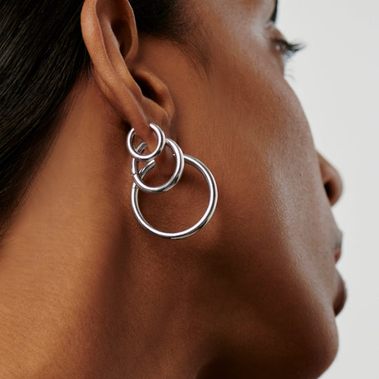 Classic Tunnel Large Hoop Earrings | Silver Plated Earrings Missoma 