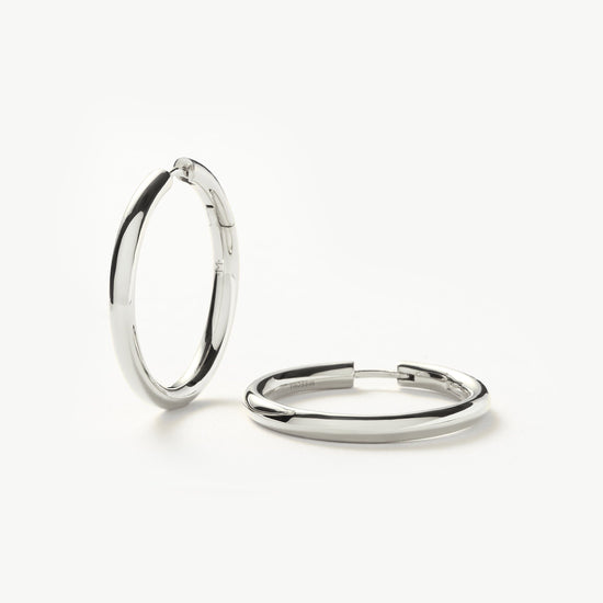Classic Tunnel Large Hoop Earrings | Silver Plated Earrings Missoma 