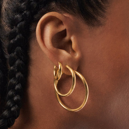 Classic Tunnel Oversized Hoop Earrings | 18ct Gold Plated Earrings Missoma 