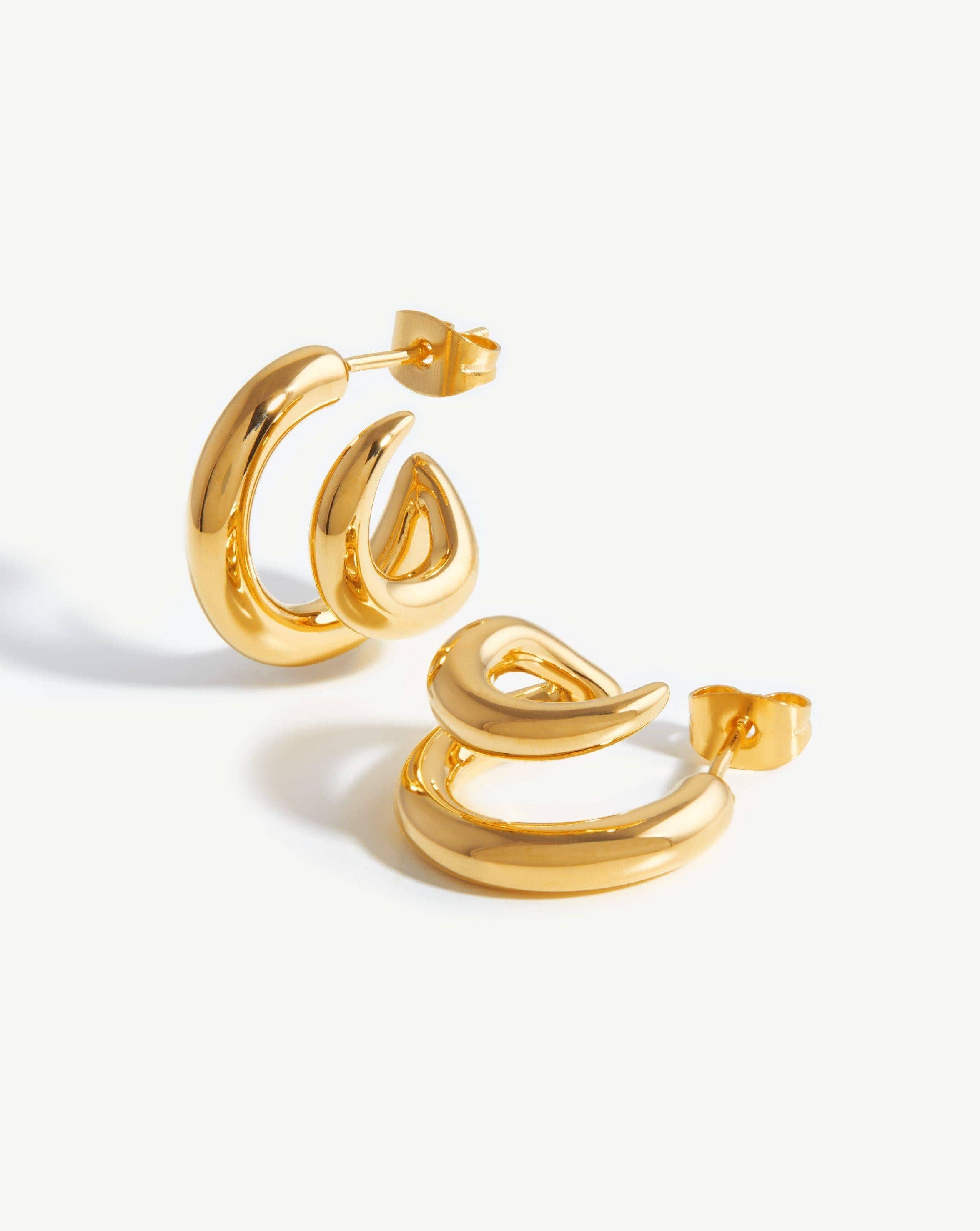 Claw Chunky Double Hoop Earrings | 18ct Gold Plated Earrings Missoma 
