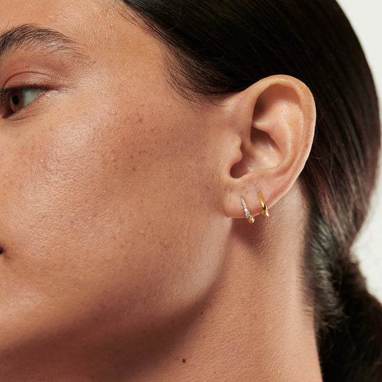 Claw Pave Huggies Earring Set | 18ct Gold Plated Vermeil/Pavé Earrings Missoma 