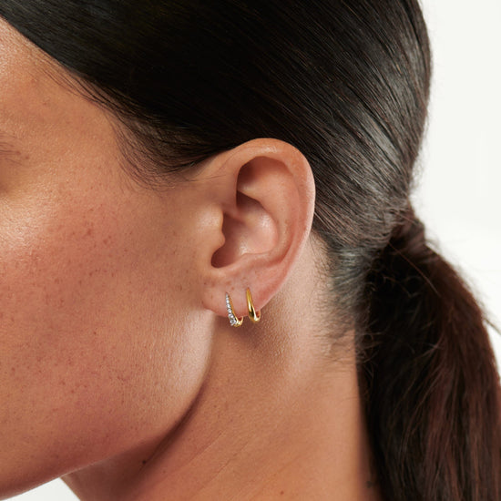 Claw Pave Huggies Earring Set | 18ct Gold Plated Vermeil/Pavé Earrings Missoma 