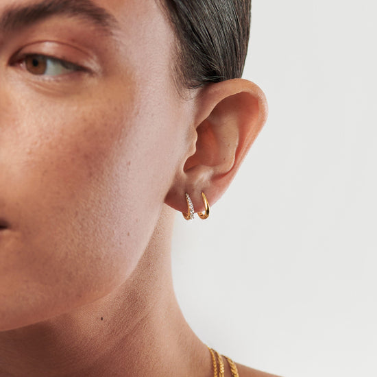 Claw Pave Huggies Earring Set | 18ct Gold Plated Vermeil/Pavé Earrings Missoma 
