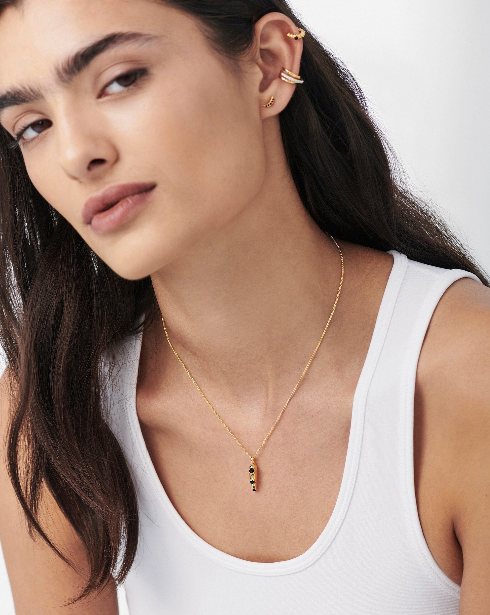 Claw Studded Pendant Necklace |18ct Gold Plated Vermeil/Black Onyx Necklaces Missoma 