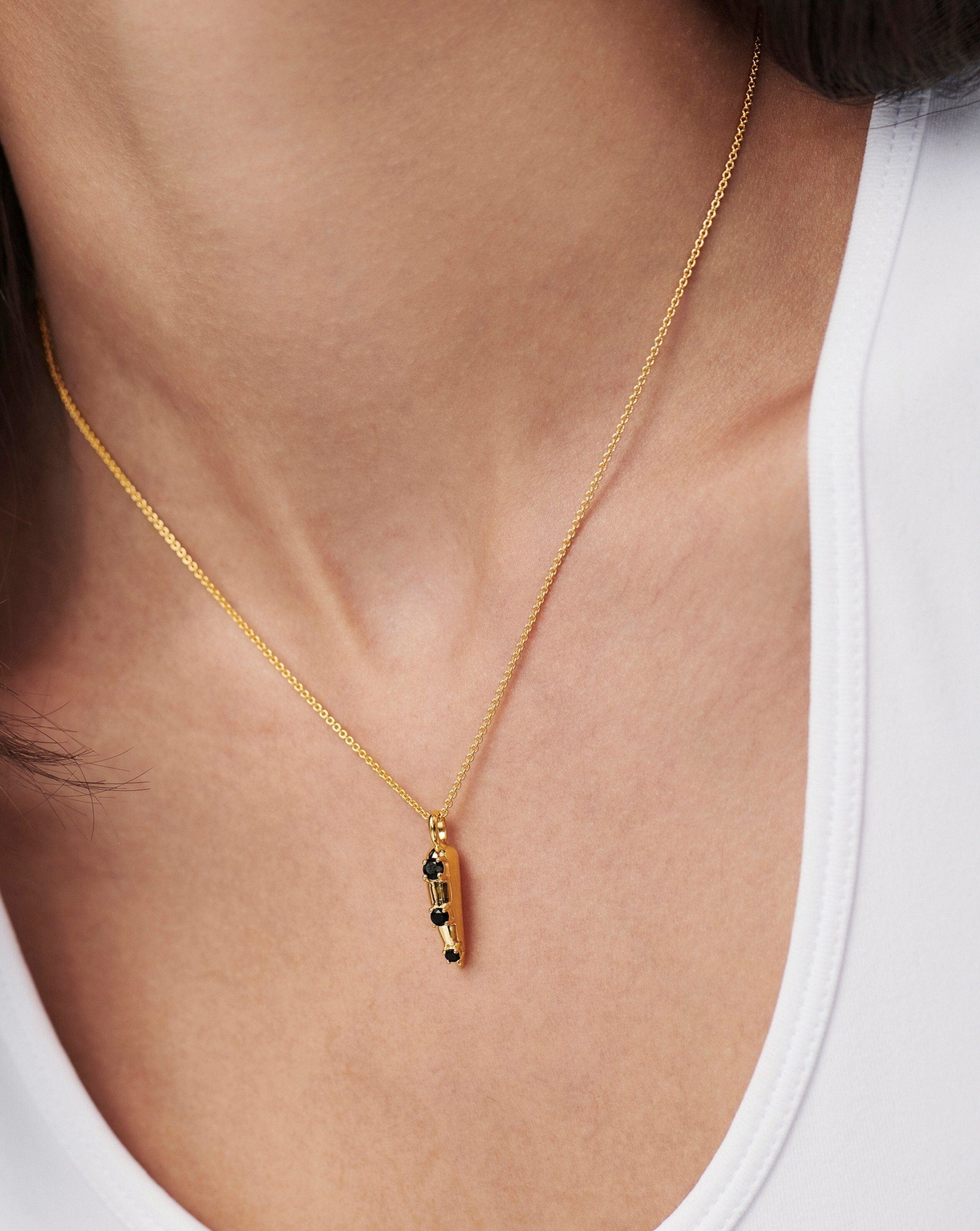 Claw Studded Pendant Necklace |18ct Gold Plated Vermeil/Black Onyx Necklaces Missoma 