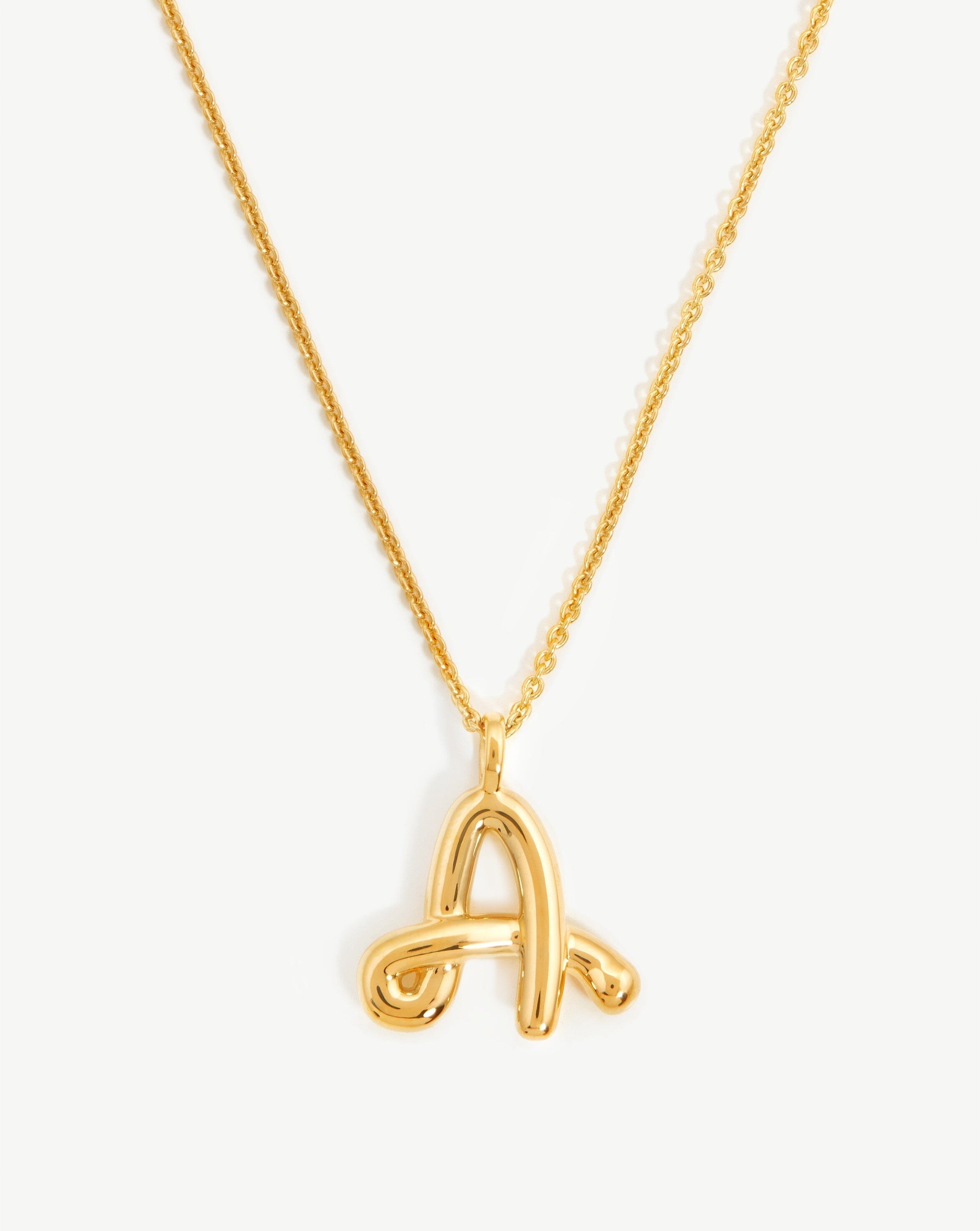 Curly Molten Initial Pendant Necklace - Initial A | 18ct Gold Plated V