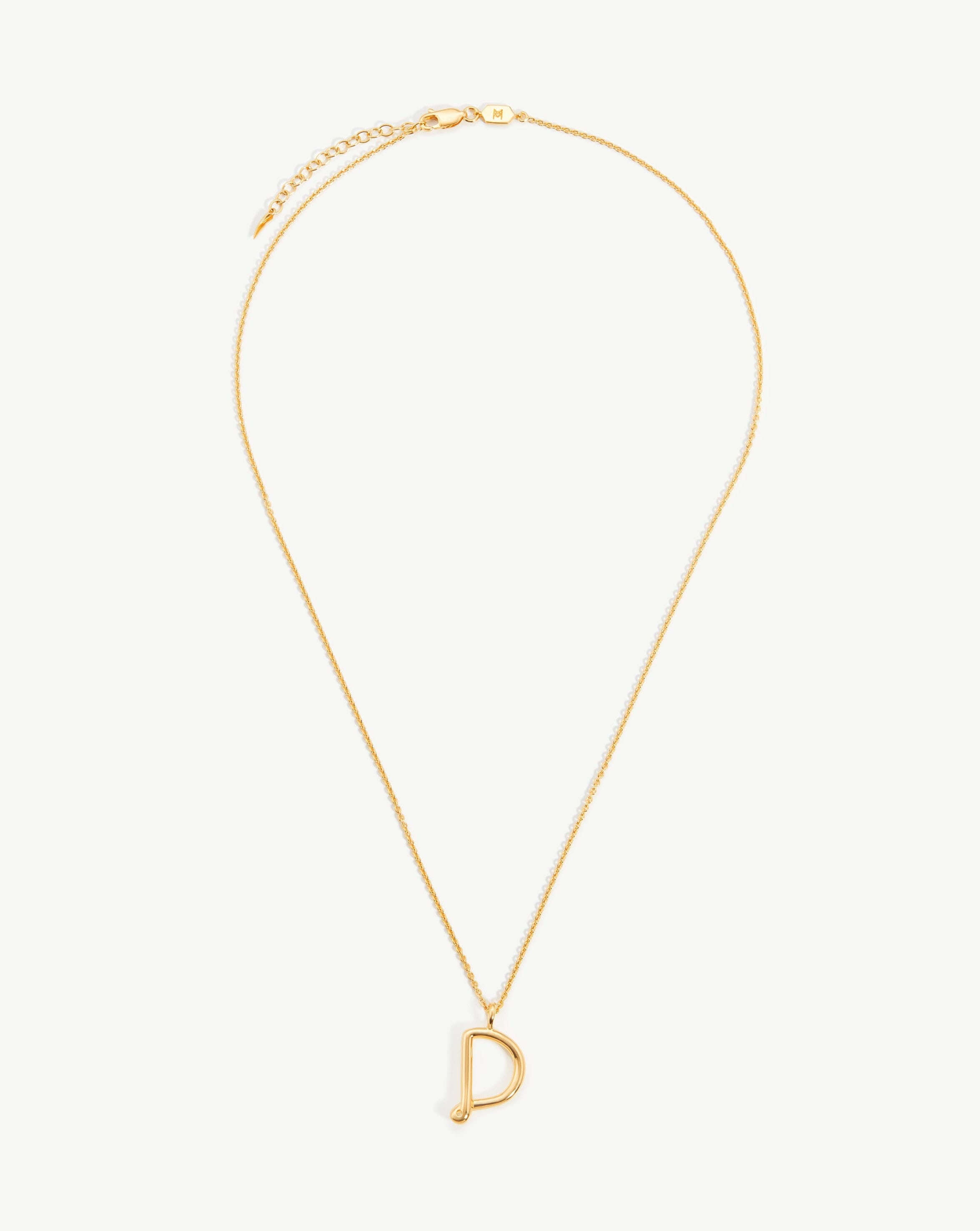 Curly Molten Initial Pendant Necklace - Initial D | 18ct Gold Plated Vermeil Necklaces Missoma 