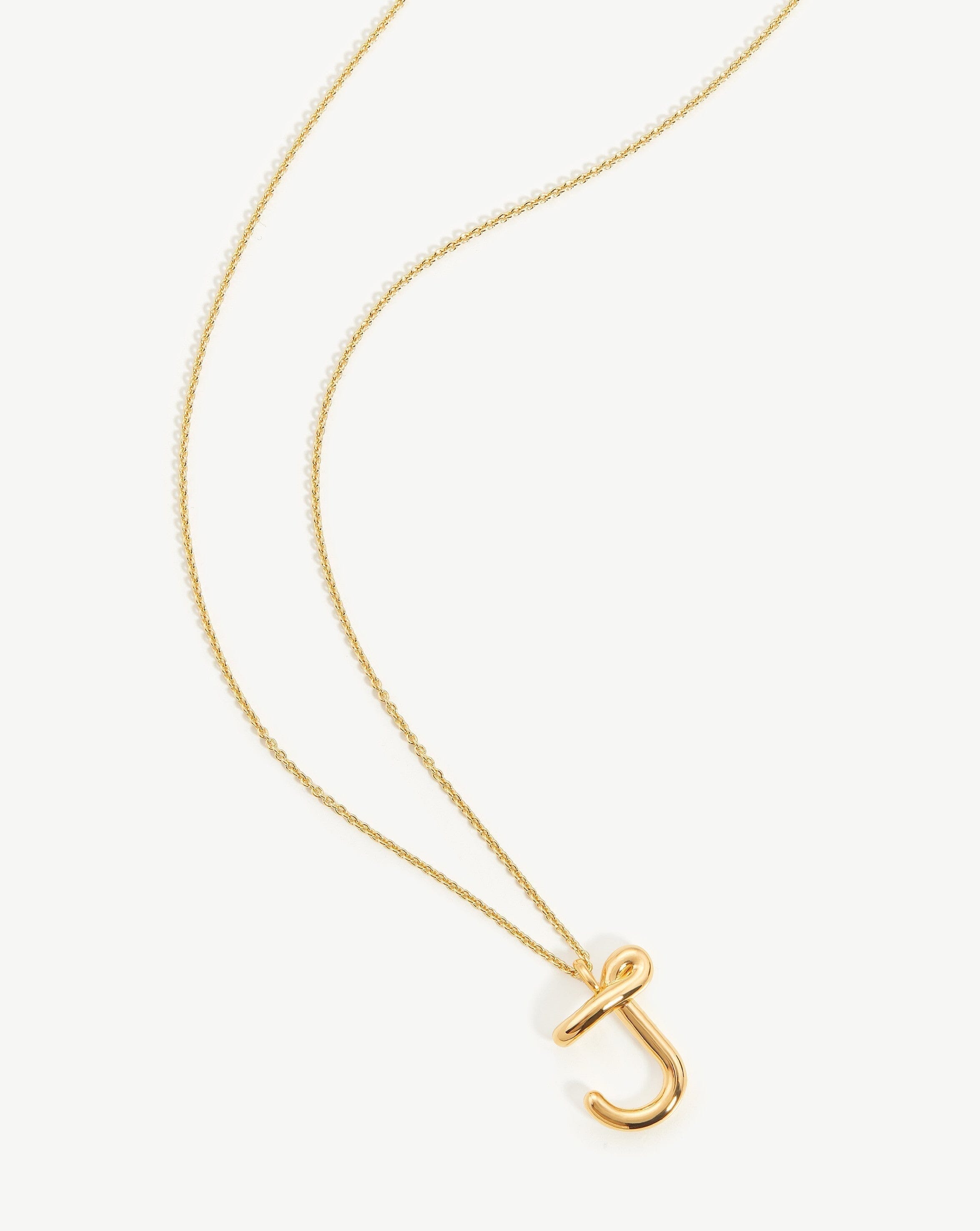 Curly Molten Initial Pendant Necklace - Initial J | 18ct Gold Plated Vermeil Necklaces Missoma 