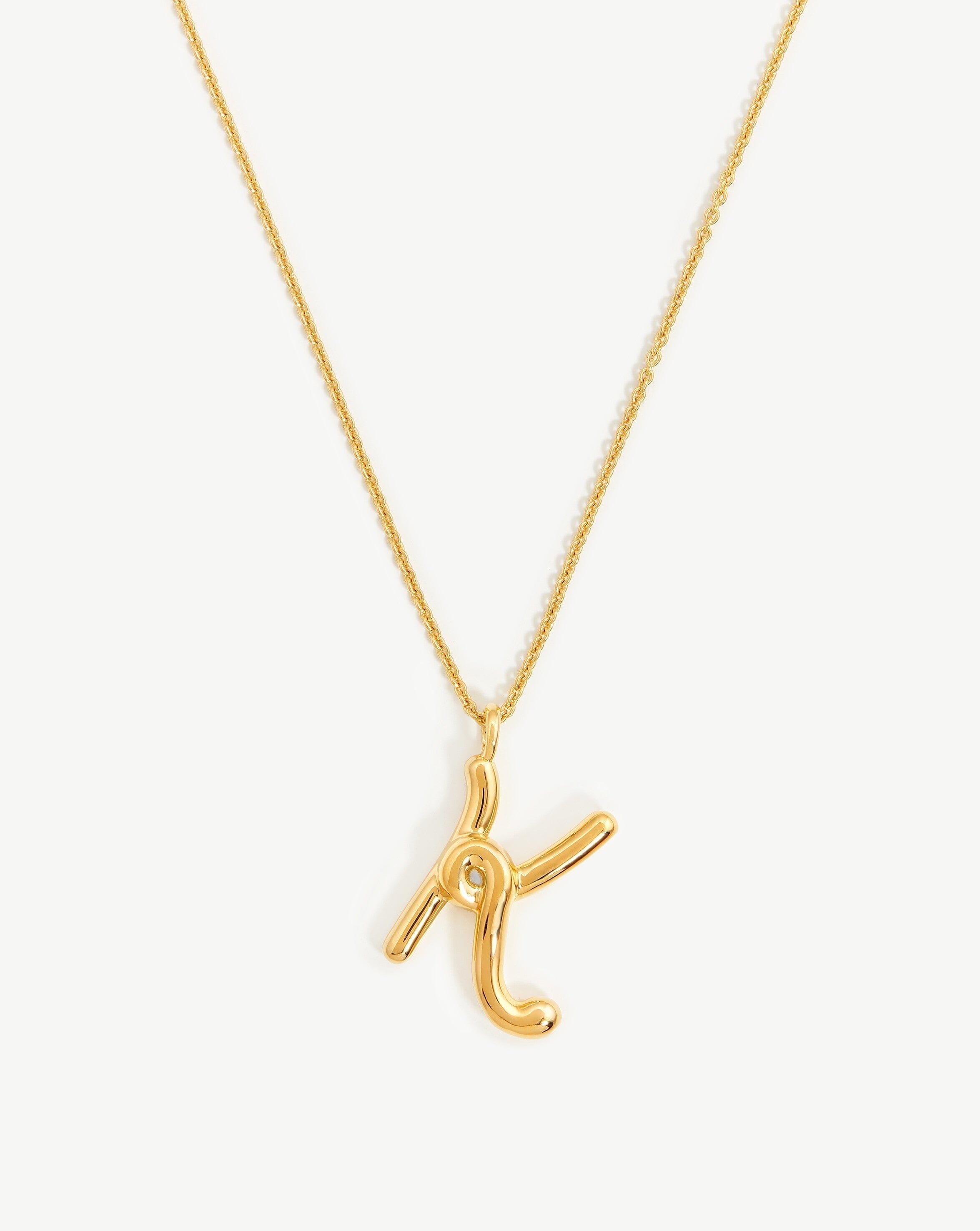 Curly Molten Initial Pendant Necklace - Initial K | 18ct Gold Plated Vermeil Necklaces Missoma 