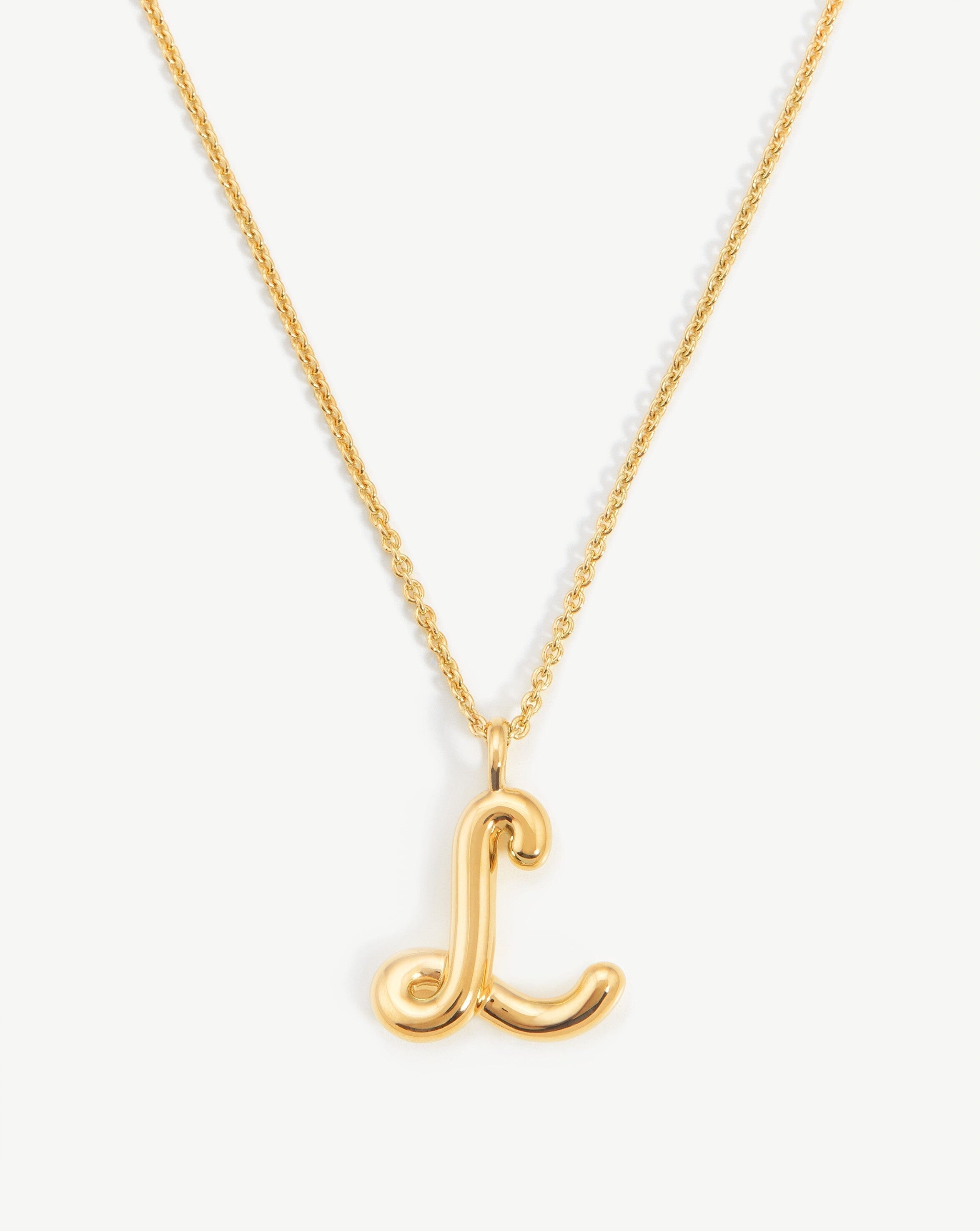Curly Molten Initial Pendant Necklace - Initial L | 18ct Gold Plated Vermeil Necklaces Missoma 