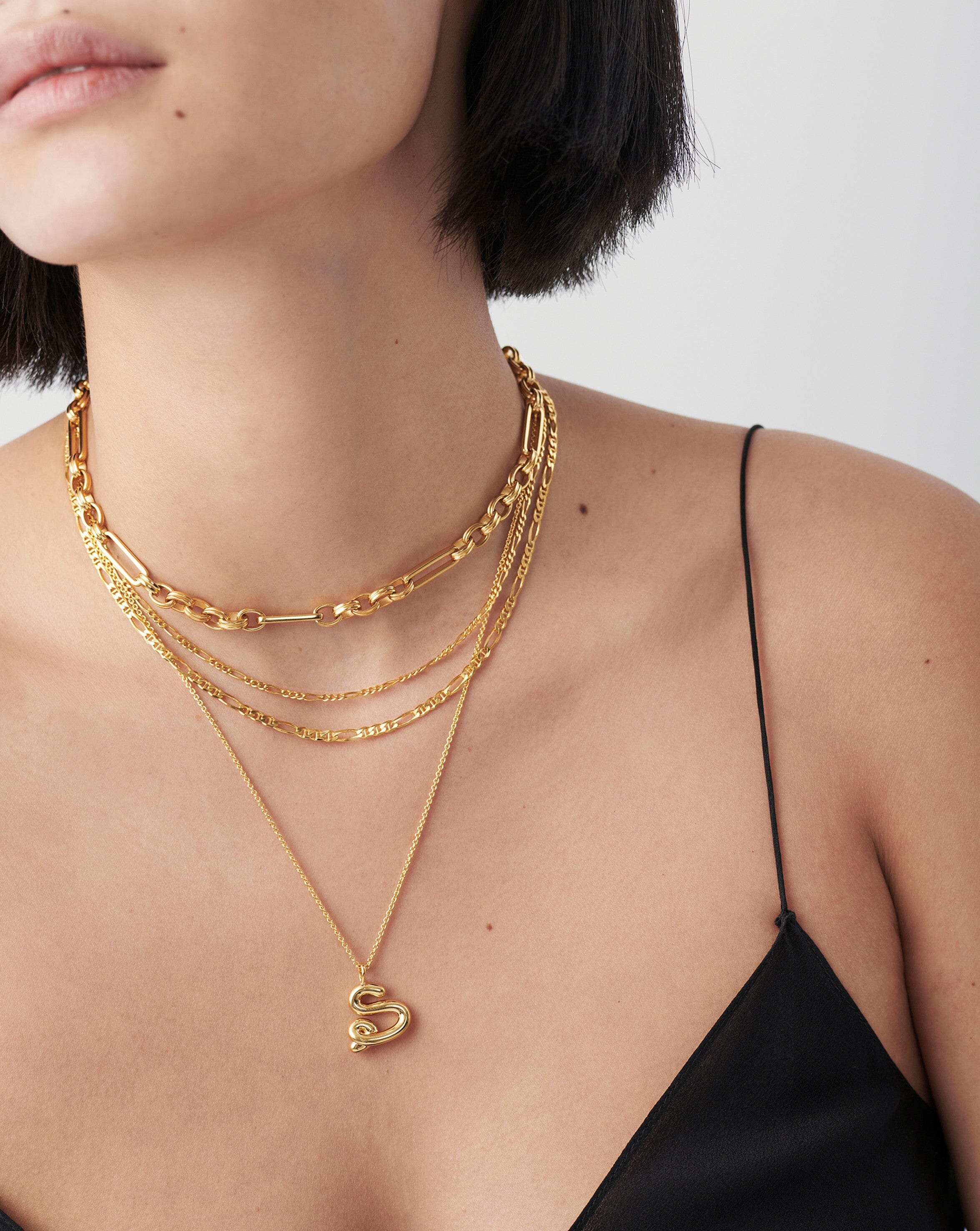 Curly Molten Initial Pendant Necklace - Initial S | 18ct Gold Plated Vermeil Necklaces Missoma 