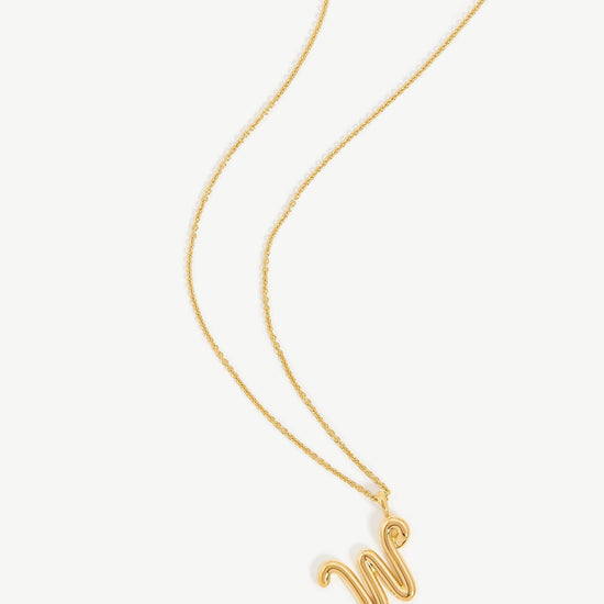 Curly Molten Initial Pendant Necklace - Initial W | 18ct Gold Plated Vermeil Necklaces Missoma 
