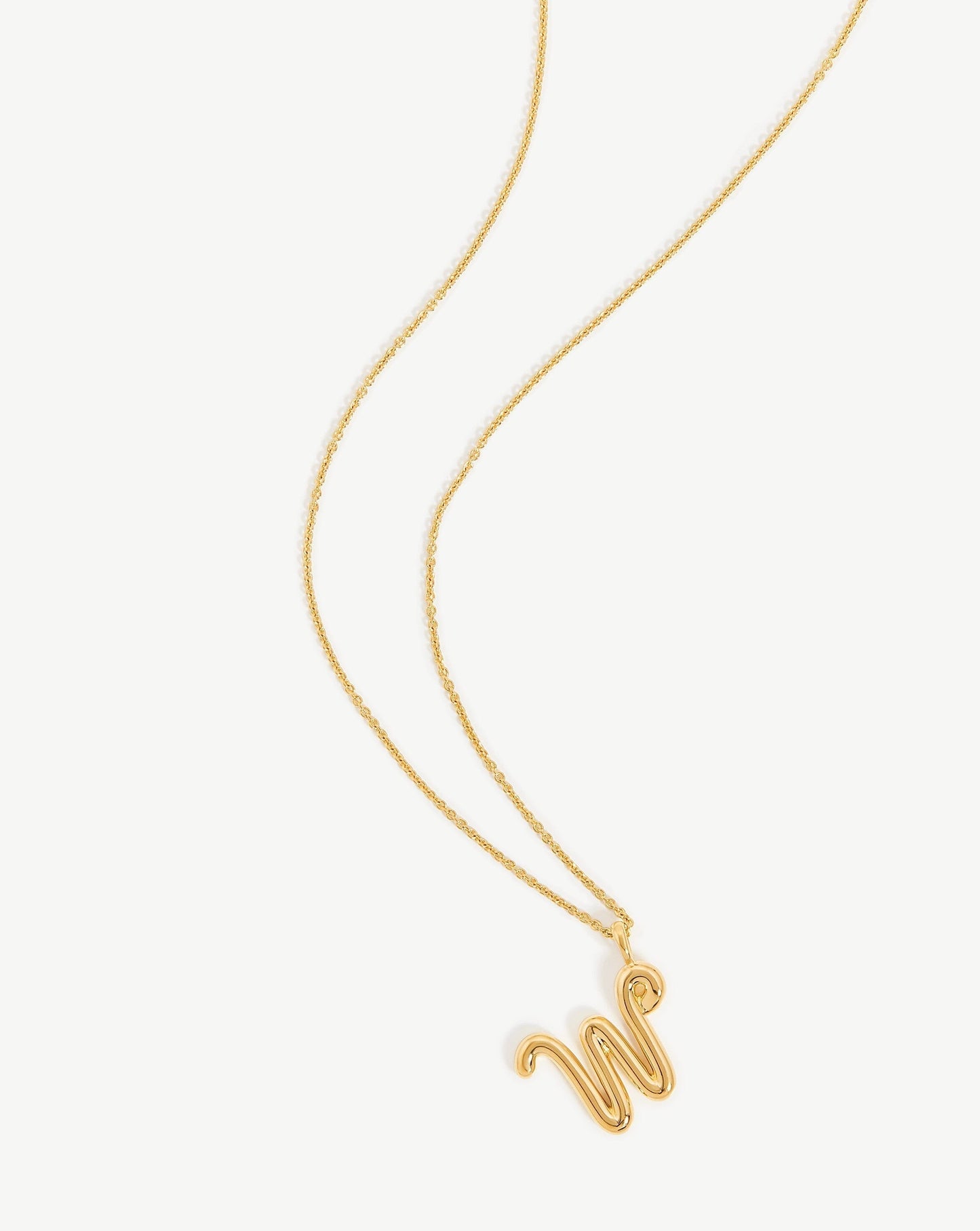 Curly Molten Initial Pendant Necklace - Initial W | 18ct Gold Plated Vermeil Necklaces Missoma 