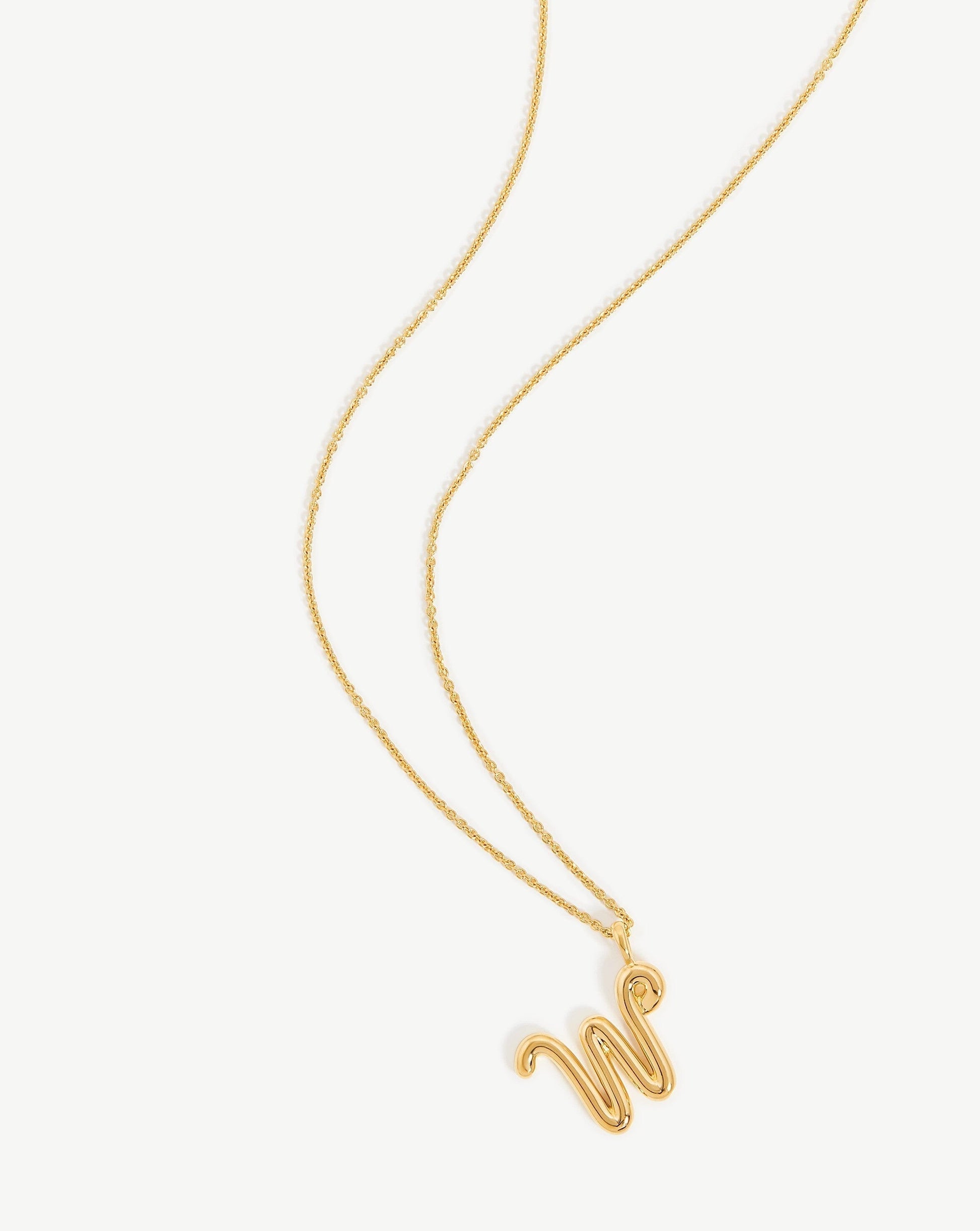 Curly Molten Initial Pendant Necklace - Initial W | 18ct Gold Plated Vermeil Necklaces Missoma 