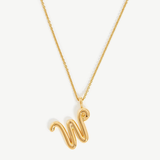 Curly Molten Initial Pendant Necklace - Initial W | 18ct Gold Plated Vermeil Necklaces Missoma 