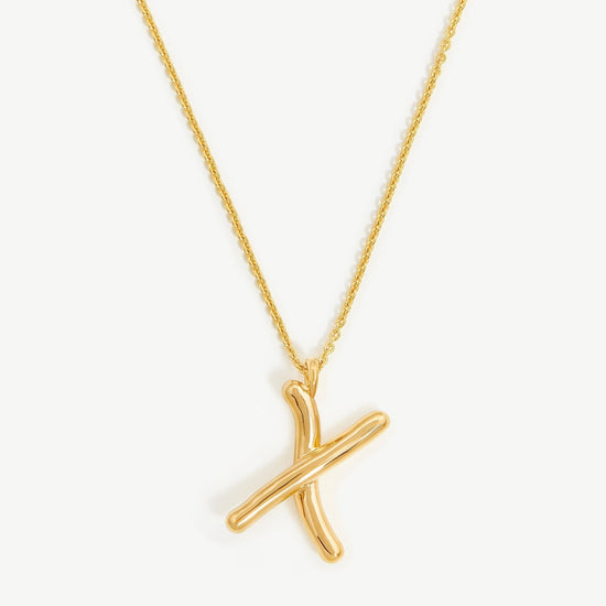 Curly Molten Initial Pendant Necklace - Initial X | 18ct Gold Plated Vermeil Necklaces Missoma 