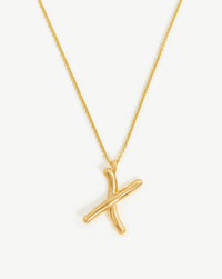 Curly Molten Initial Pendant Necklace - Initial X | 18ct Gold Plated Vermeil Necklaces Missoma 