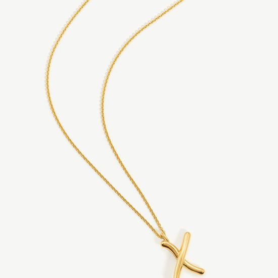 Curly Molten Initial Pendant Necklace - Initial X | 18ct Gold Plated Vermeil Necklaces Missoma 