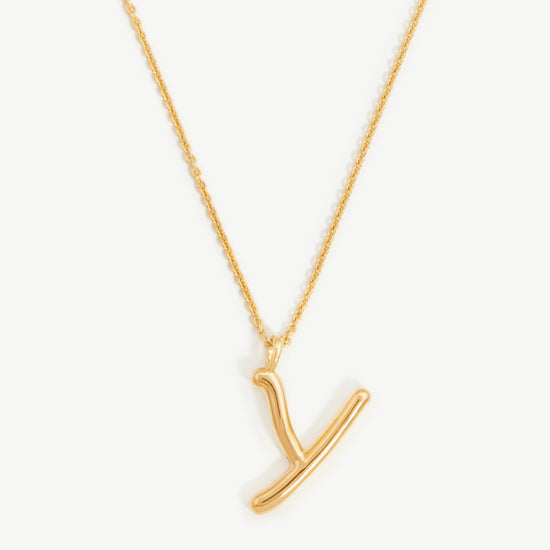 Curly Molten Initial Pendant Necklace - Initial Y | 18ct Gold Plated Vermeil Necklaces Missoma 