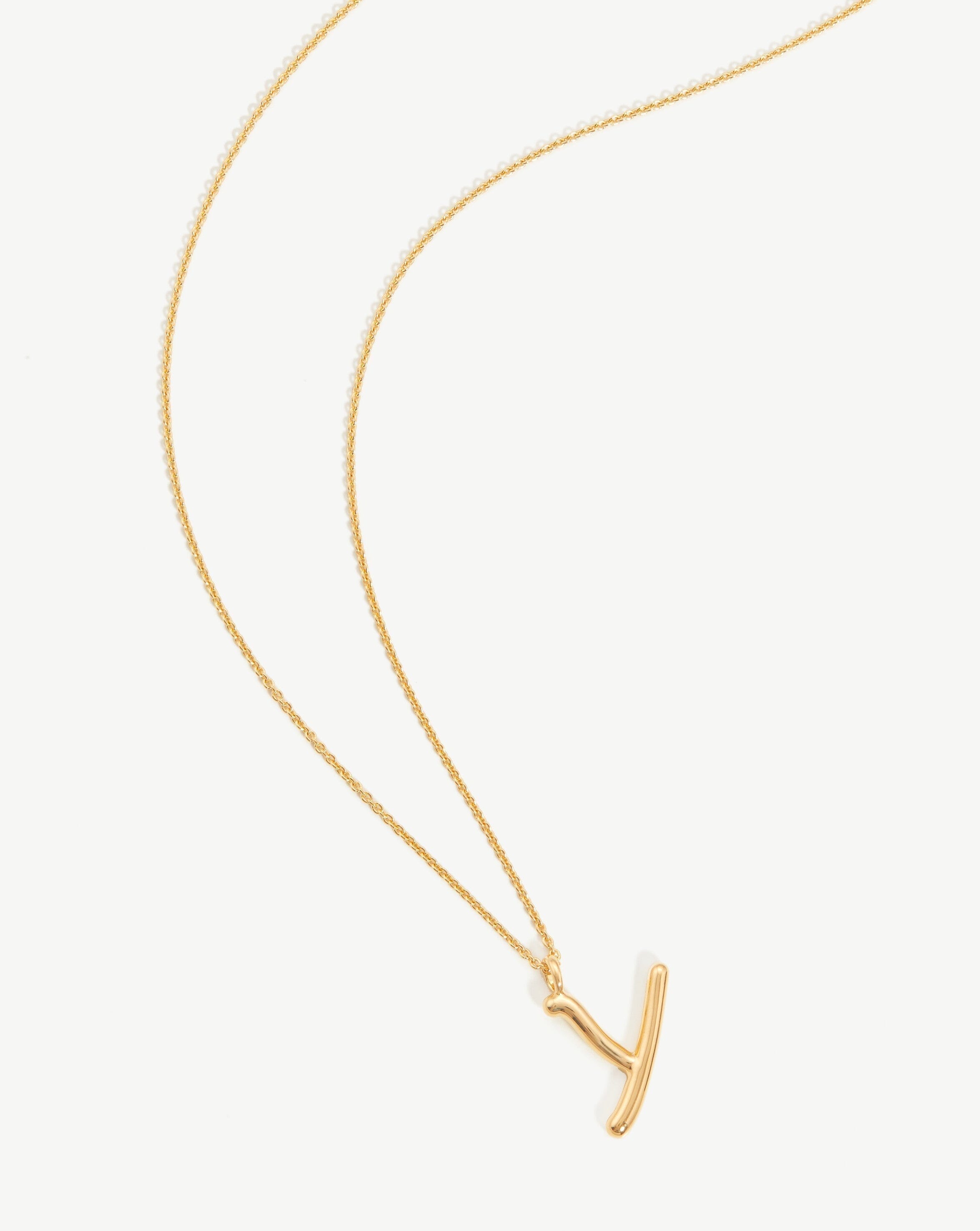 Curly Molten Initial Pendant Necklace - Initial Y | 18ct Gold Plated Vermeil Necklaces Missoma 