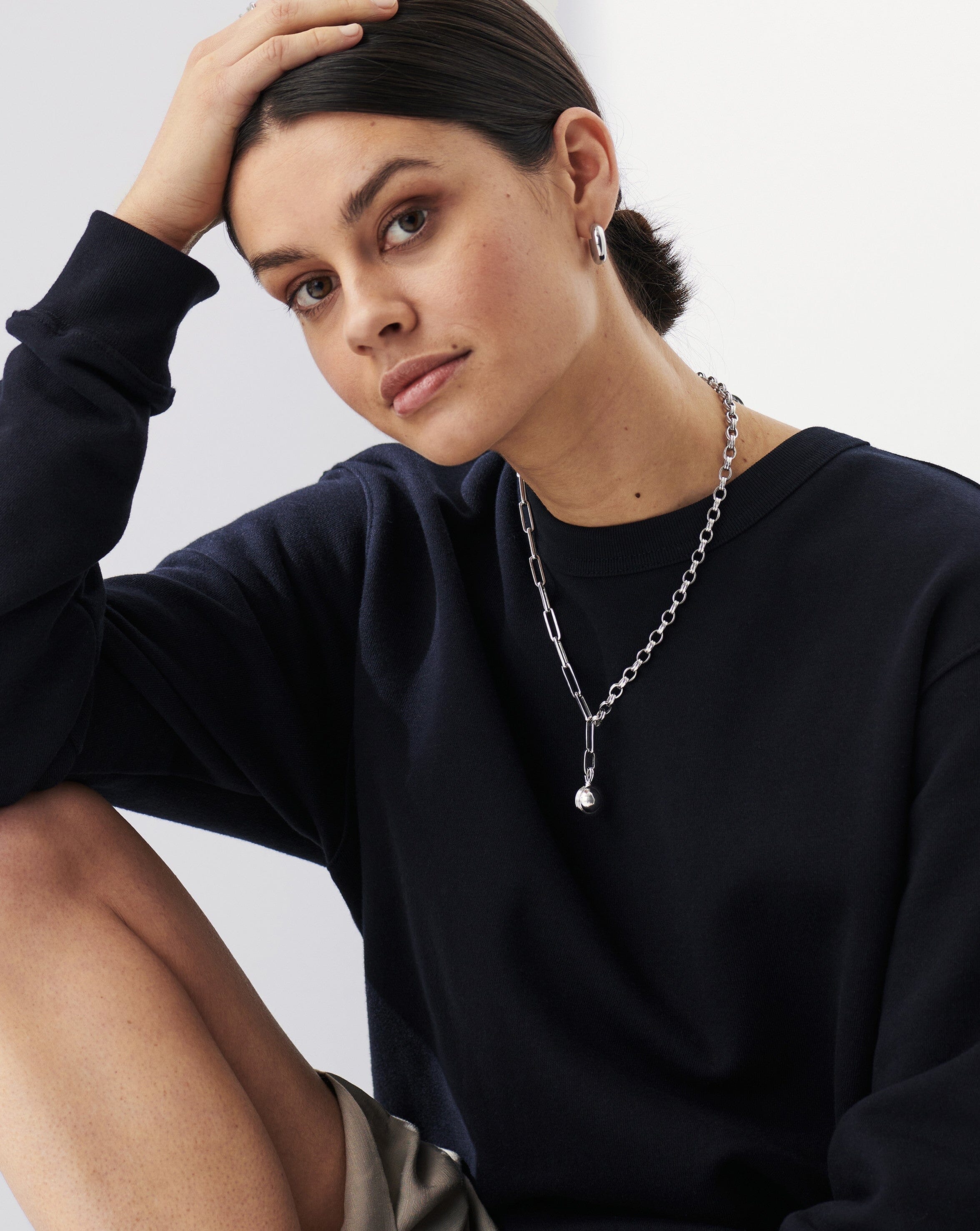 Deconstructed Axiom Small Sphere Chain Necklace | Silver Plated Necklaces Missoma 
