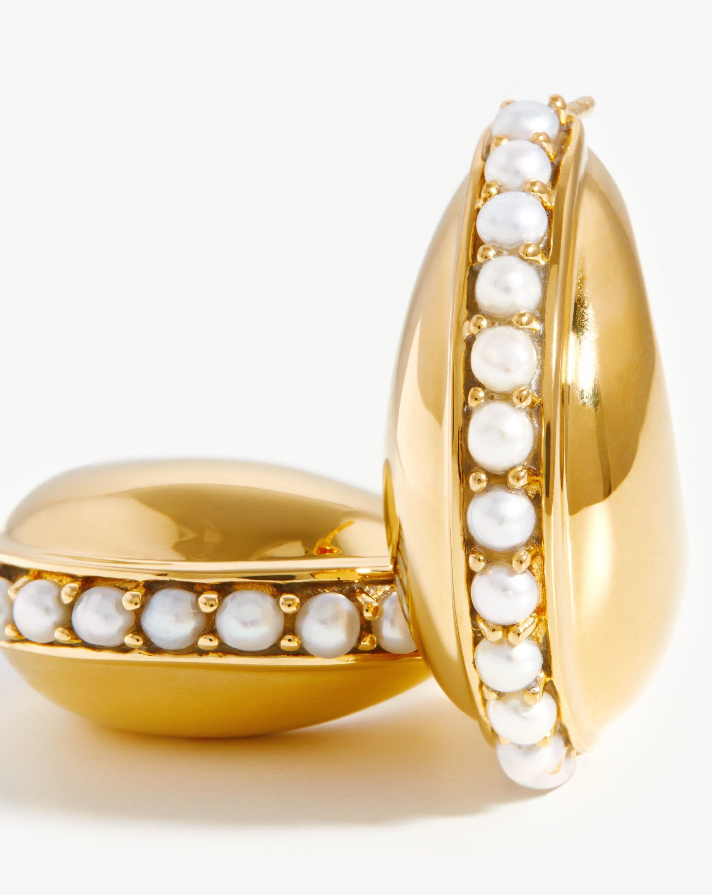 Dome Gemstone Hoop Earrings | 18ct Gold Plated/Pearl Earrings Missoma 