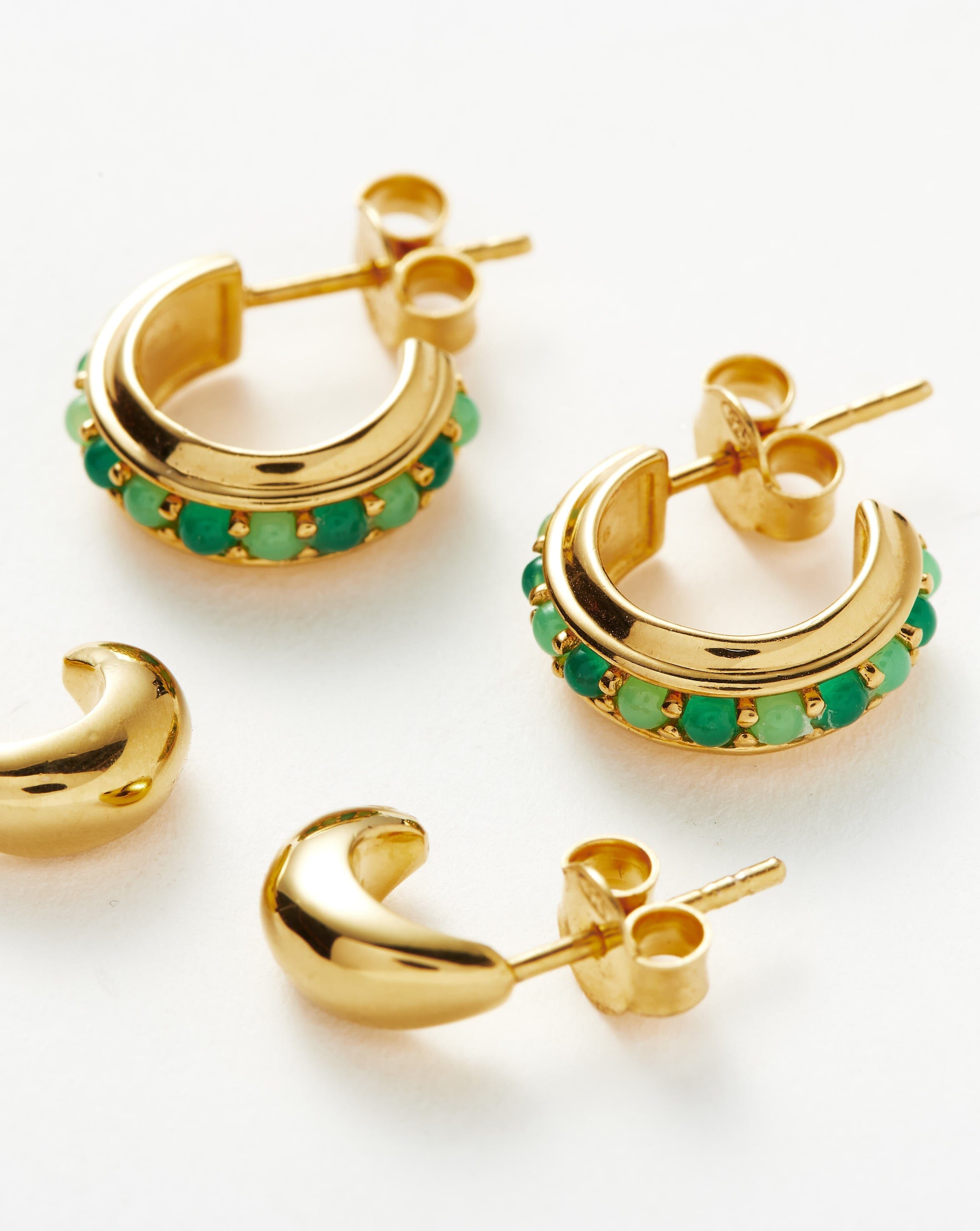 Dome & Gemstone Mini Hoop Earring Set Layering Sets Missoma 