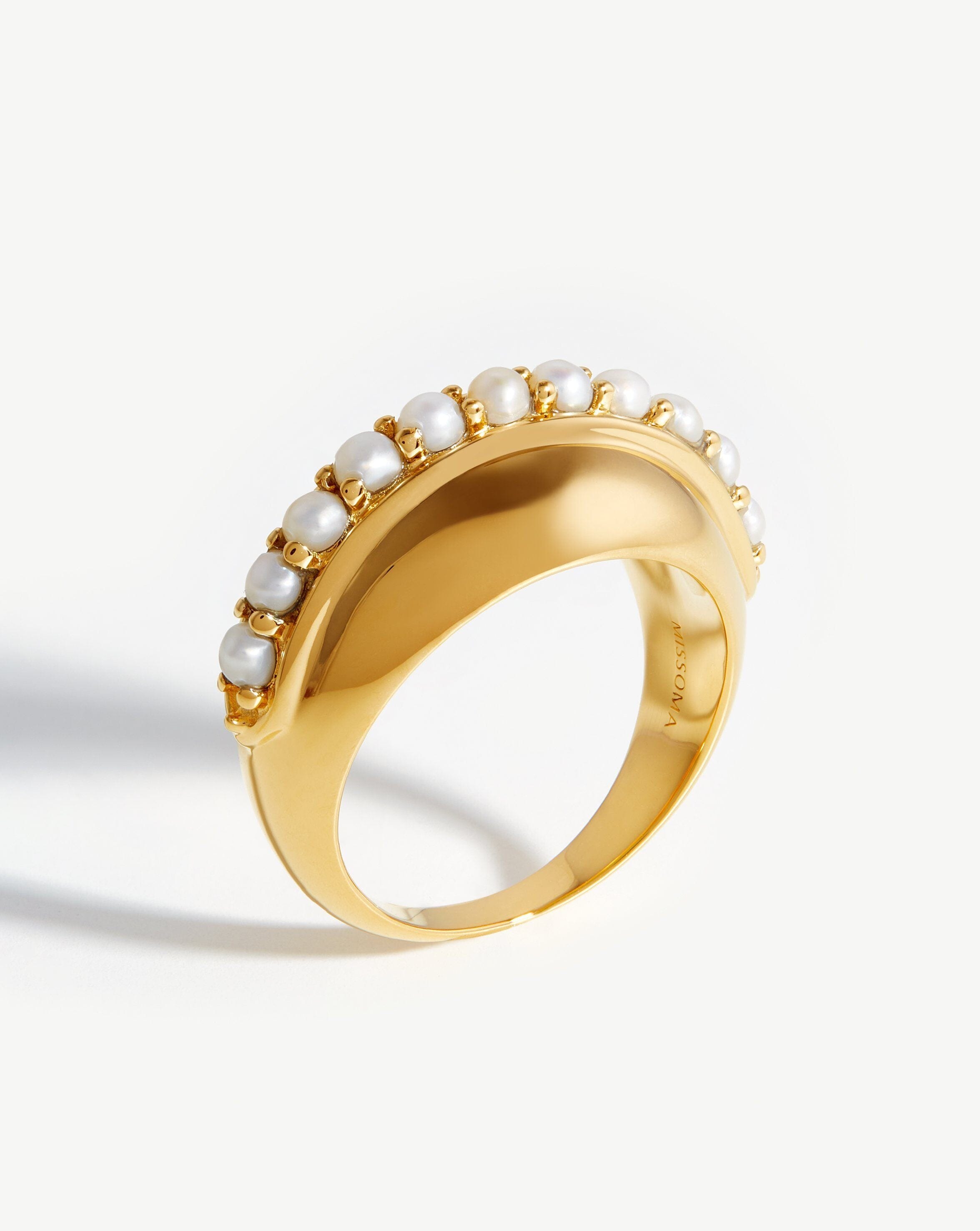 Dome Gemstone Ring | 18ct Gold Plated/Pearl Rings Missoma 