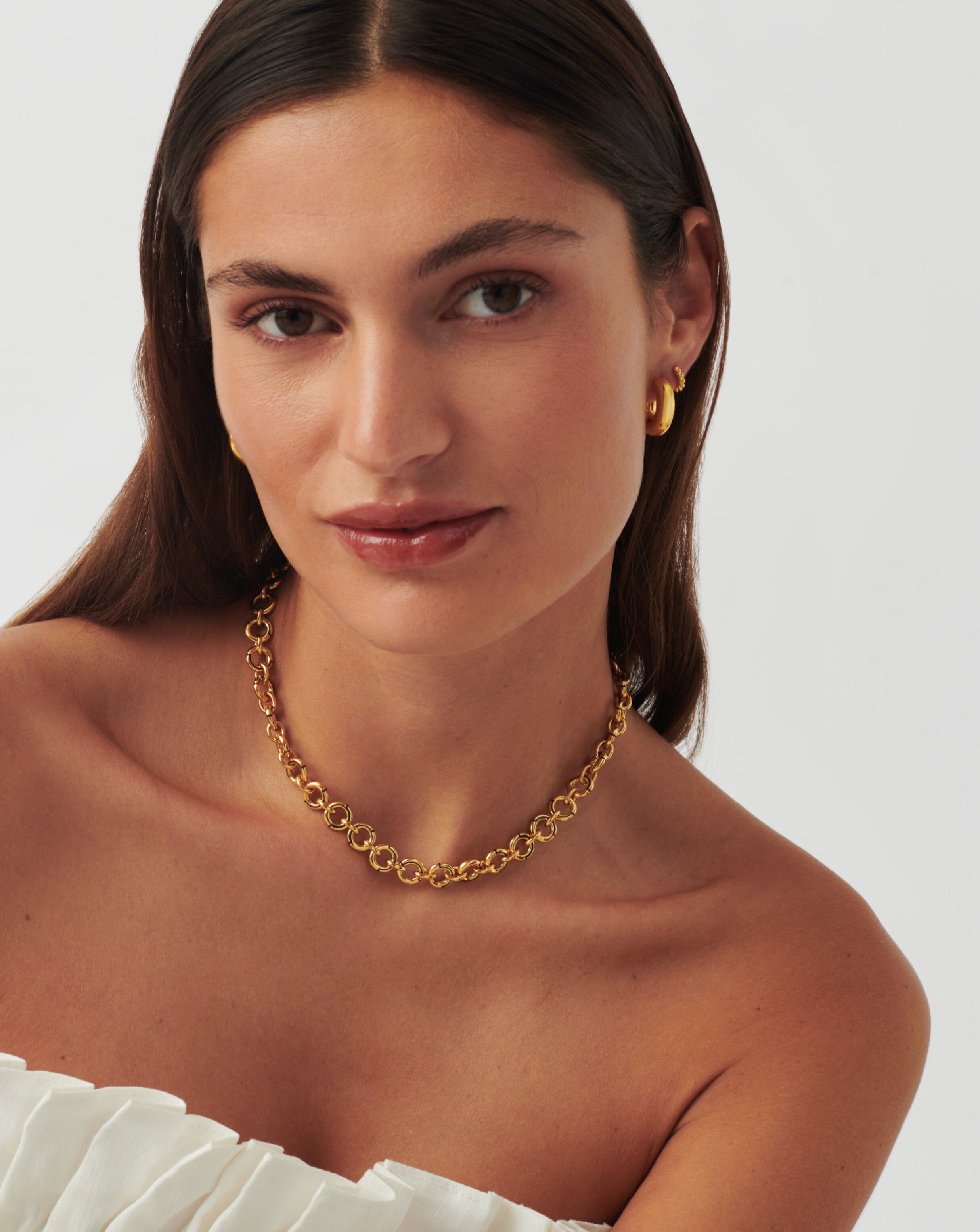 Enamel Byline Link Chunky Chain Choker | 18ct Gold Plated on Brass