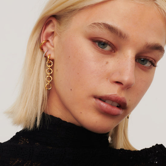 Enamel Byline Link Drop Hoop Earrings | 18ct Gold Plated Earrings Missoma 
