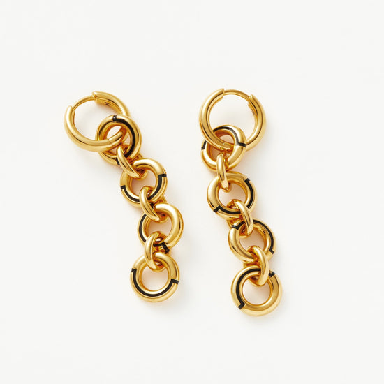 Enamel Byline Link Drop Hoop Earrings | 18ct Gold Plated Earrings Missoma 