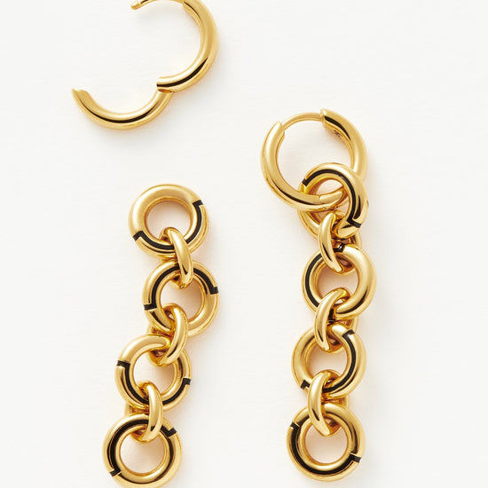 Enamel Byline Link Drop Hoop Earrings | 18ct Gold Plated Earrings Missoma 