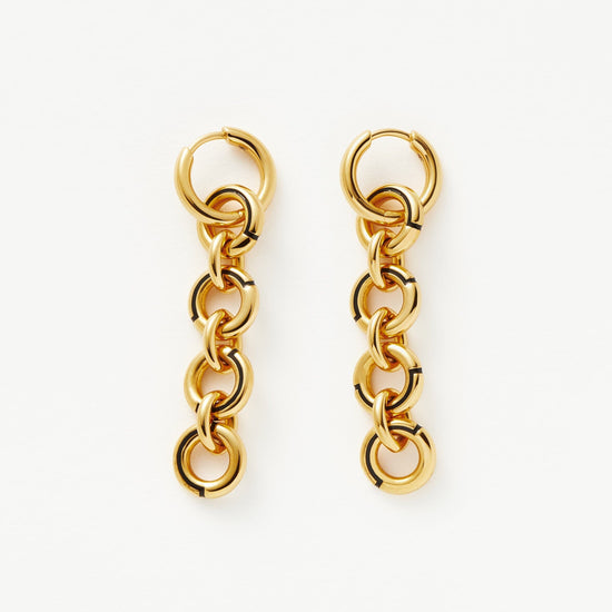 Enamel Byline Link Drop Hoop Earrings | 18ct Gold Plated Earrings Missoma 