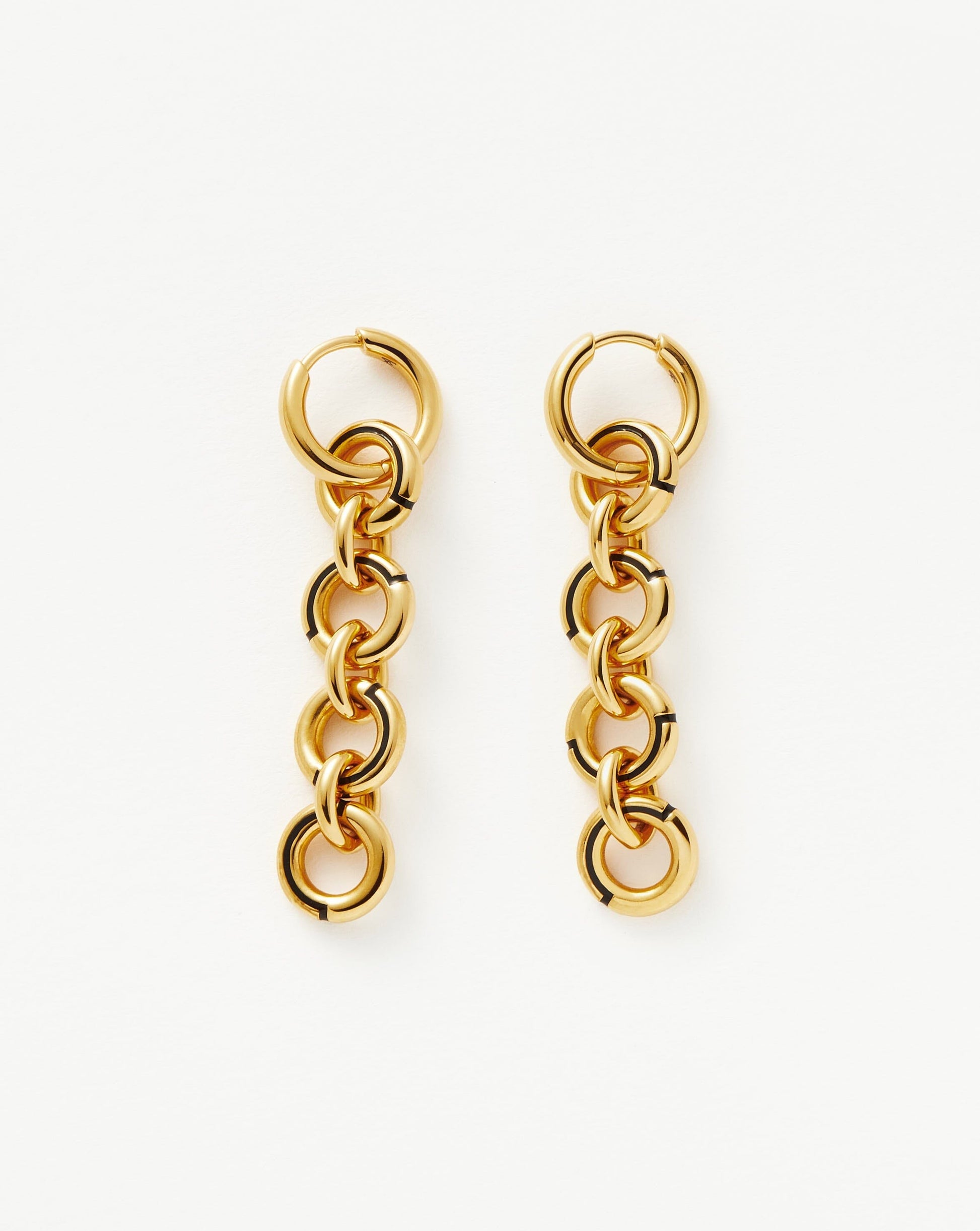 Enamel Byline Link Drop Hoop Earrings | 18ct Gold Plated Earrings Missoma 