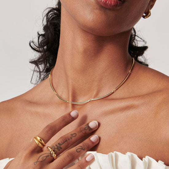 Enamel Reversible Byline Link Choker | 18ct Gold Plated Necklaces Missoma 