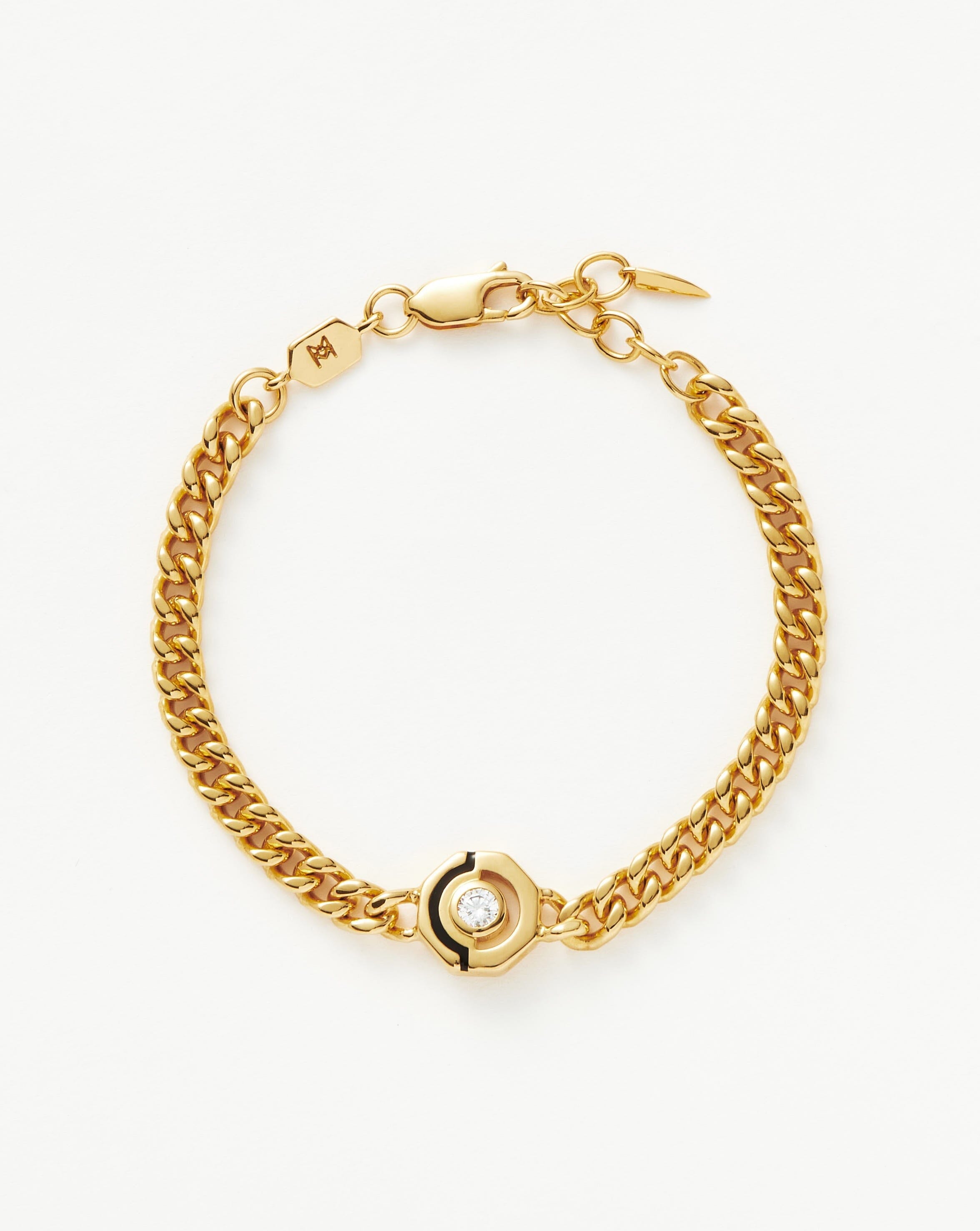 Enamel & Stone Byline Hex Charm Bracelet | 18ct Gold Plated/Cubic Zirconia Bracelets Missoma 
