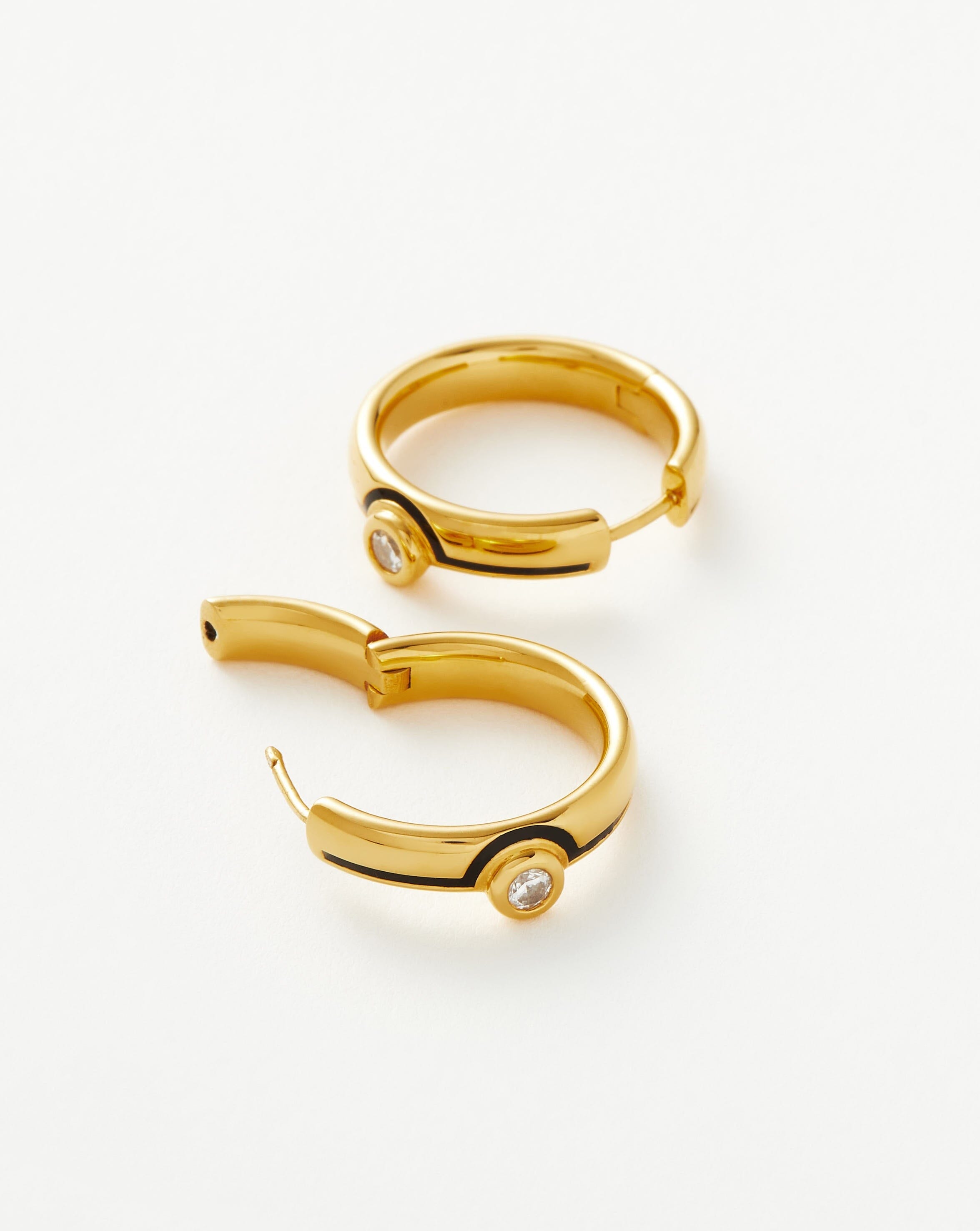 Enamel & Stone Byline Medium Hoop Earrings | 18ct Gold Plated Vermeil/Cubic Zirconia Earrings Missoma 