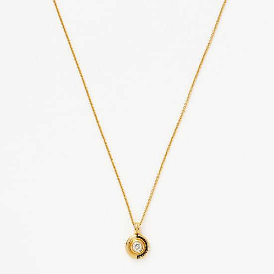 Enamel & Stone Byline Round Pendant Necklace | 18ct Gold Plated Vermeil/Cubic Zirconia Necklaces Missoma 