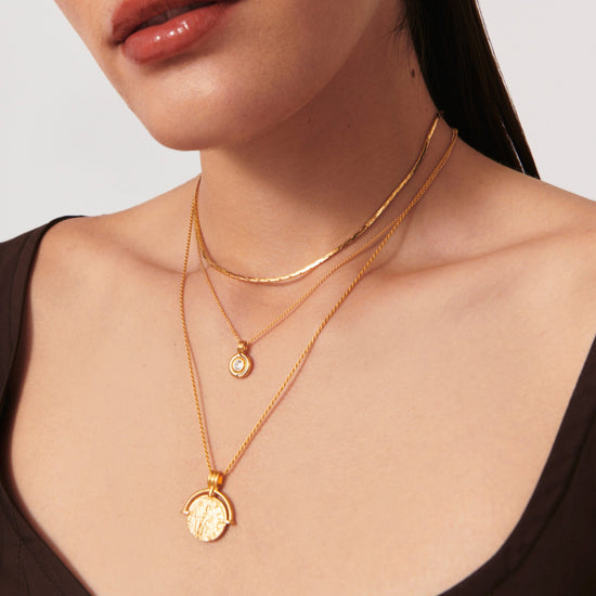 Enamel & Stone Byline Round Pendant Necklace | 18ct Gold Plated Vermeil/Cubic Zirconia Necklaces Missoma 