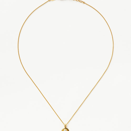 Enamel & Stone Byline Round Pendant Necklace | 18ct Gold Plated Vermeil/Cubic Zirconia Necklaces Missoma 