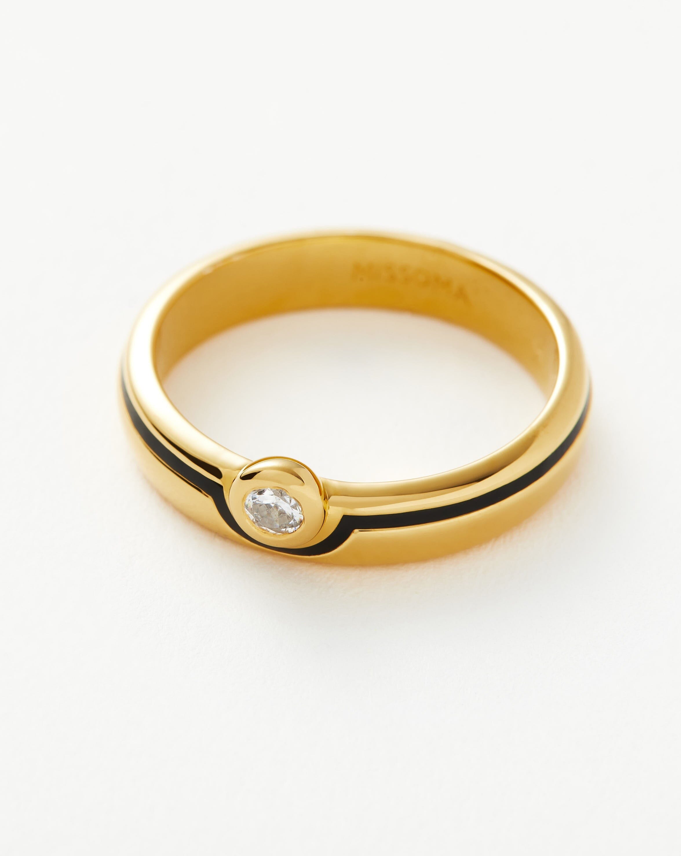 Enamel & Stone Byline Stacking Band Ring | 18ct Gold Plated Vermeil/Cubic Zirconia Rings Missoma 