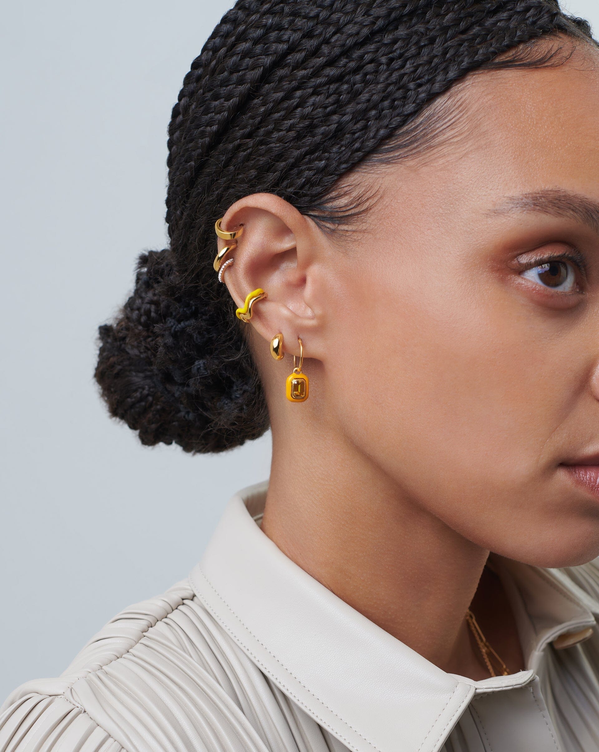 Enamel & Stone Charm Mini Hoop Earrings | 18ct Gold Plated Vermeil/Yellow Cubic Zirconia Earrings Missoma 