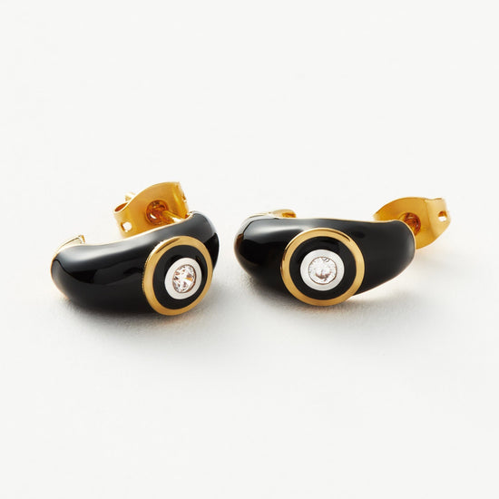 Enamel & Stone Dome Mini Hoop Earrings | 18ct Gold Plated/Cubic Zirconia Earrings Missoma 