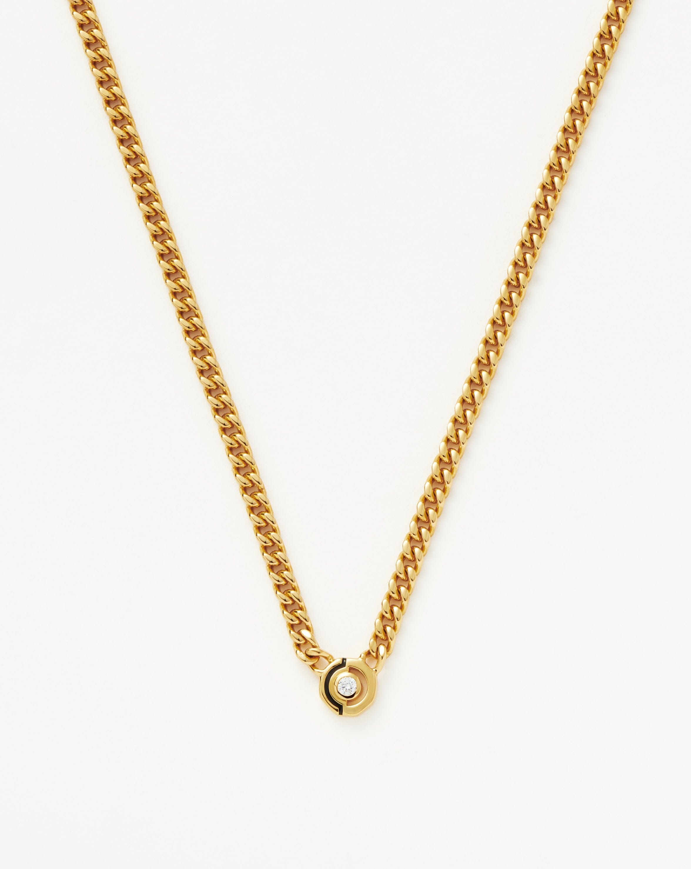 Enamel & Stone Floating Hex Pendant Chain Necklace | 18ct Gold Plated/Cubic Zirconia Necklaces Missoma 