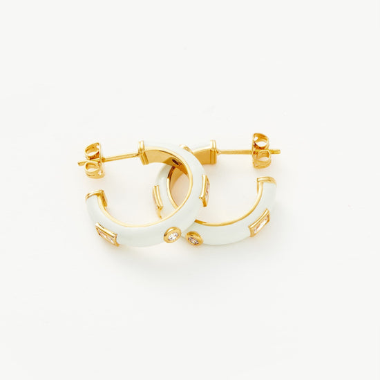 Enamel & Stone Medium Hoop Earrings Earrings Missoma 