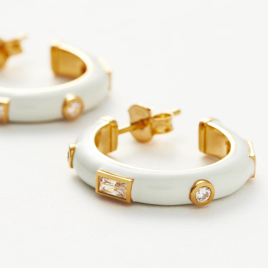Enamel & Stone Medium Hoop Earrings Earrings Missoma 