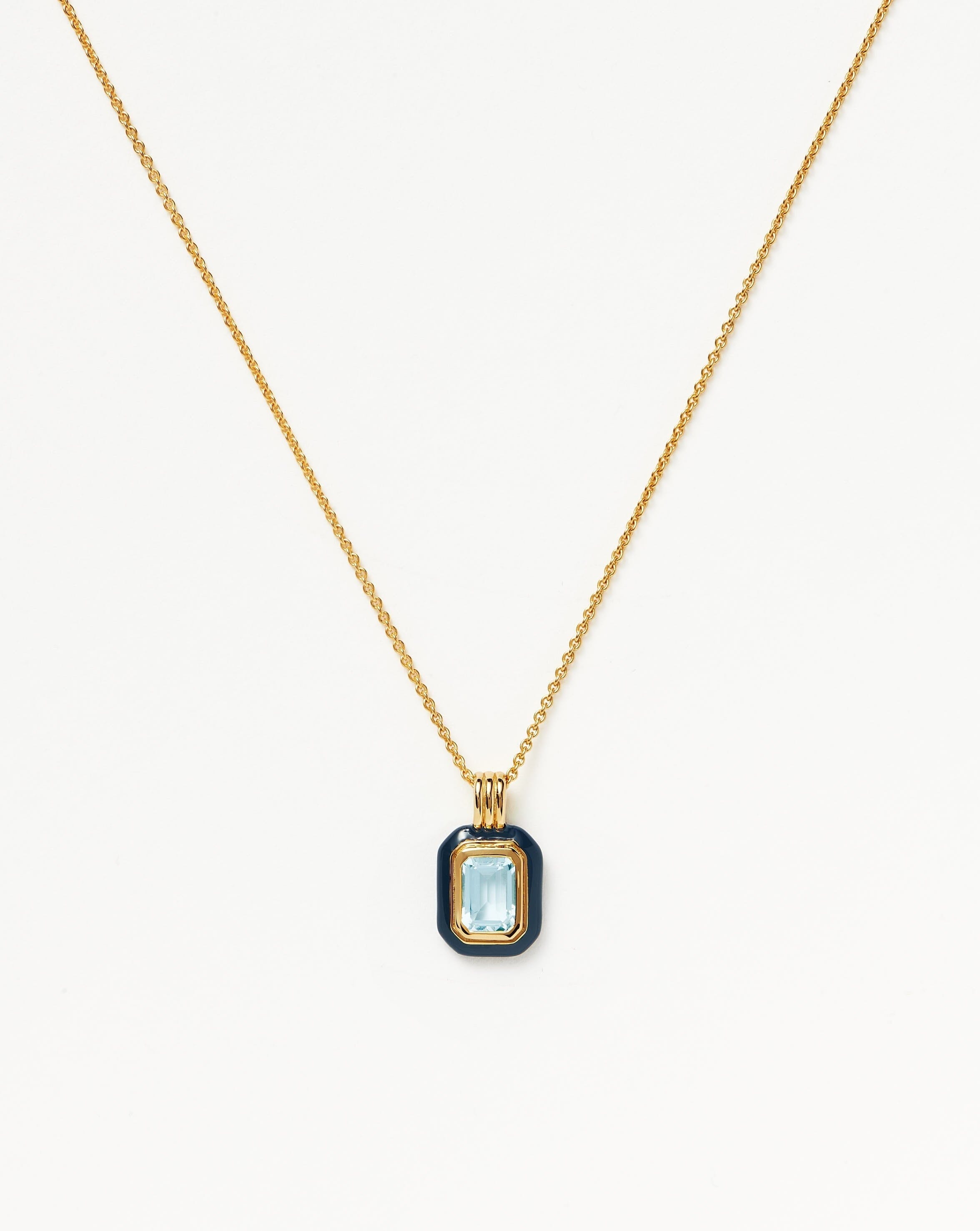 Enamel & Stone Pendant Necklace | 18ct Gold Plated Vermeil/Blue Cubic Zirconia Necklaces Missoma 