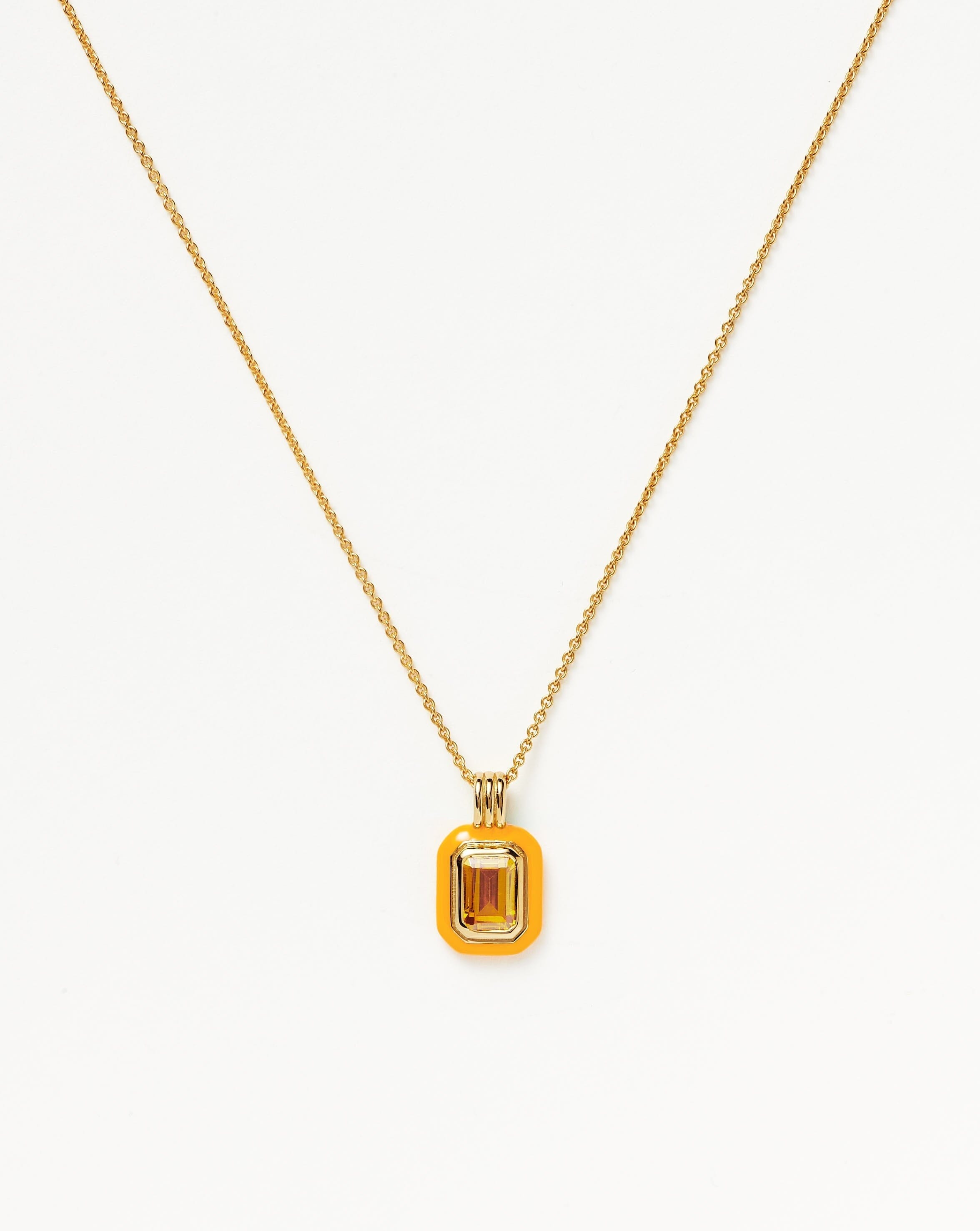 Enamel & Stone Pendant Necklace | 18ct Gold Plated Vermeil/Yellow Cubic Zirconia Necklaces Missoma 